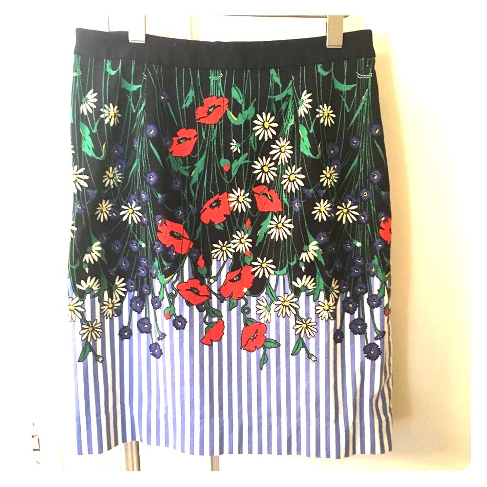 Anthropologie Postmark Floral and Striped Skirt- 6